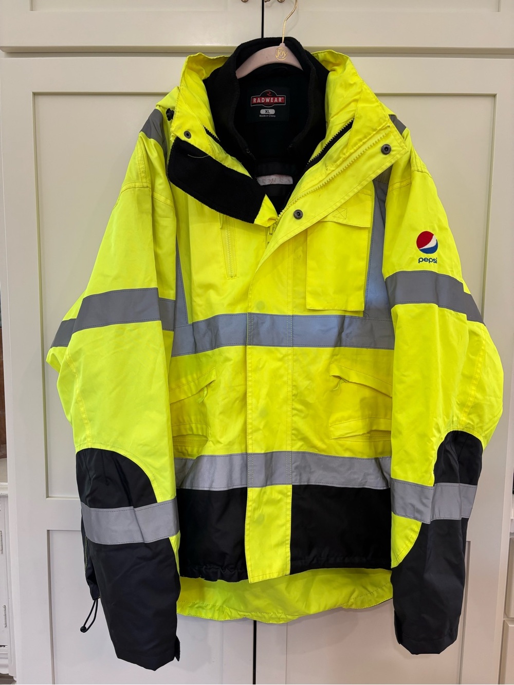 Pepsi High-Visibility Yellow & Black Safety Raincoat